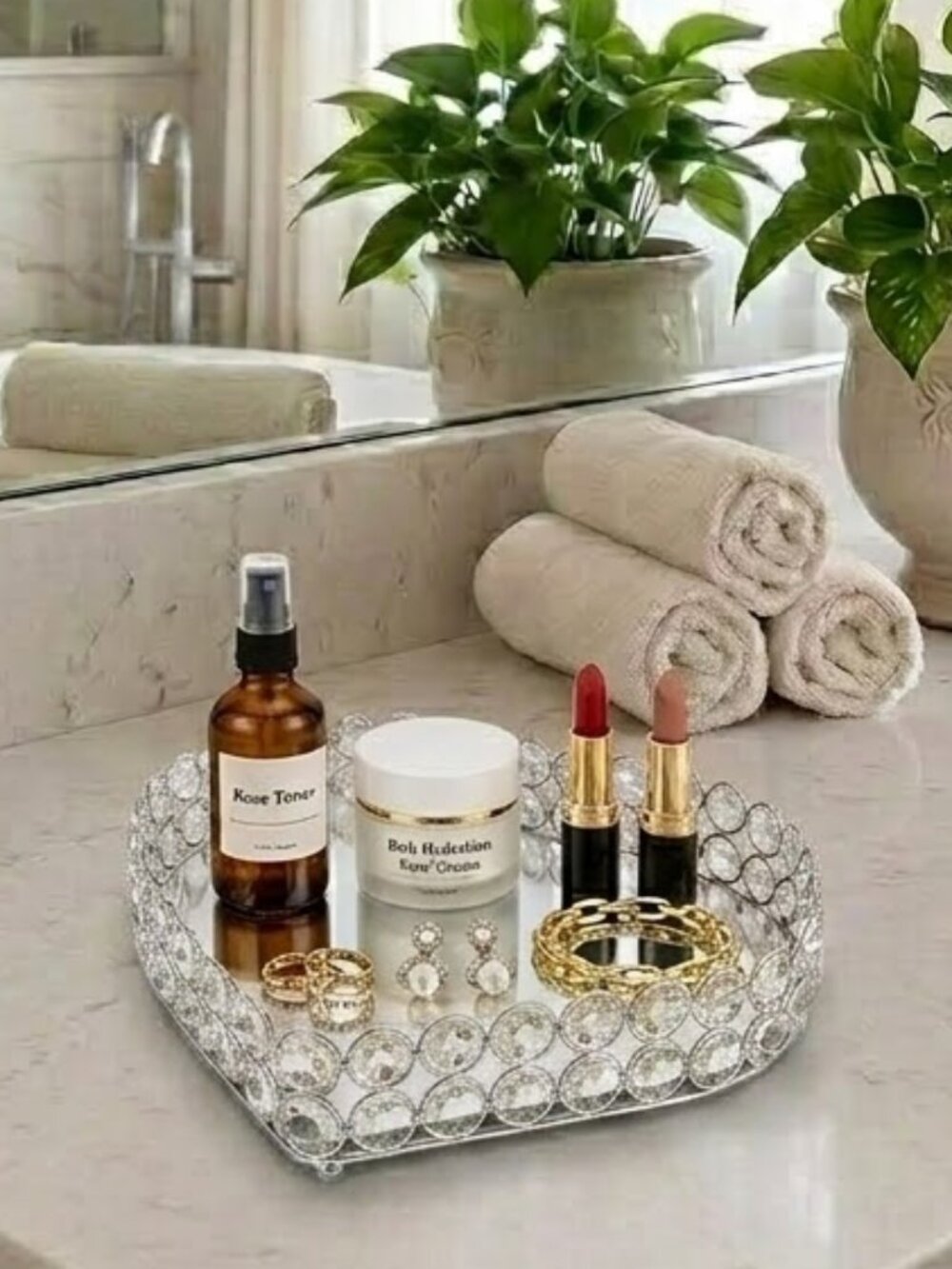 Nanette Lepore Crystal Clear Vanity Tray with Clear Accents - NWOT